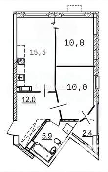 2-к квартира, вторичка, 53м2, 21/25 этаж