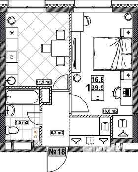 1-к квартира, вторичка, 40м2, 3/24 этаж