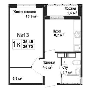 1-к квартира, вторичка, 35м2, 2/17 этаж