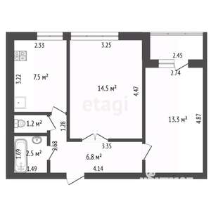 2-к квартира, вторичка, 46м2, 9/10 этаж