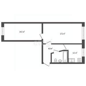 2-к квартира, вторичка, 45м2, 5/5 этаж