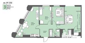 3-к квартира, вторичка, 91м2, 25/25 этаж