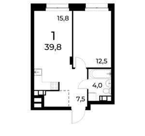 1-к квартира, вторичка, 40м2, 19/20 этаж