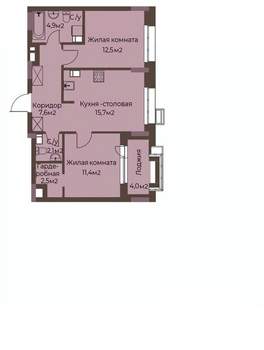 2-к квартира, строящийся дом, 59м2, 5/12 этаж