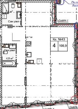 4-к квартира, строящийся дом, 109м2, 2/5 этаж