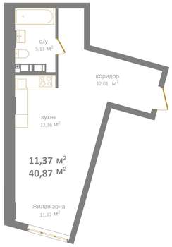 Студия квартира, вторичка, 41м2, 3/12 этаж