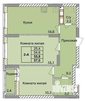 2-к квартира, вторичка, 56м2, 15/18 этаж