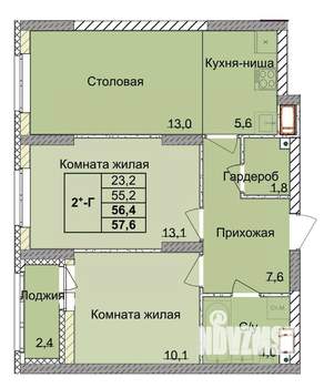 2-к квартира, вторичка, 56м2, 16/18 этаж