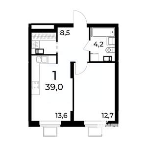 1-к квартира, вторичка, 39м2, 15/15 этаж
