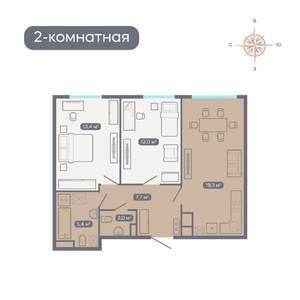 2-к квартира, вторичка, 60м2, 2/18 этаж
