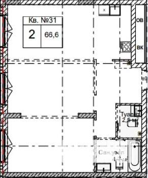 2-к квартира, строящийся дом, 67м2, 1/5 этаж