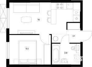 1-к квартира, вторичка, 33м2, 3/25 этаж