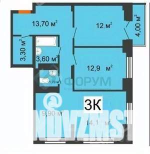 3-к квартира, вторичка, 72м2, 16/23 этаж