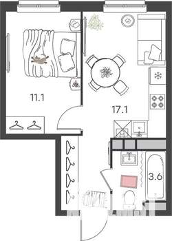 1-к квартира, вторичка, 32м2, 2/4 этаж
