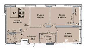 3-к квартира, вторичка, 92м2, 3/24 этаж