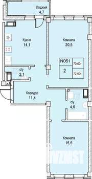 2-к квартира, вторичка, 71м2, 5/12 этаж