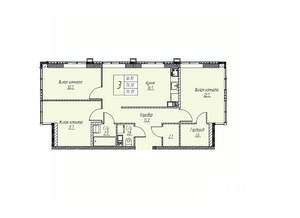 3-к квартира, строящийся дом, 95м2, 22/25 этаж