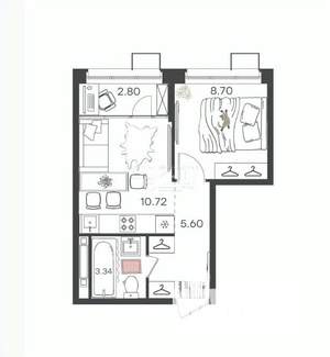 1-к квартира, вторичка, 31м2, 10/16 этаж