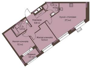 2-к квартира, вторичка, 73м2, 3/12 этаж