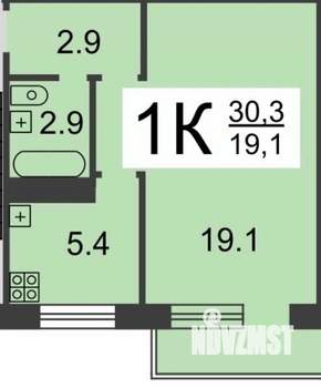1-к квартира, вторичка, 31м2, 5/5 этаж