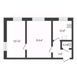 2-к квартира, вторичка, 38м2, 2/2 этаж