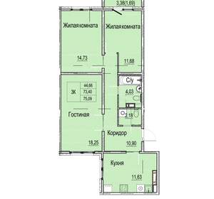 3-к квартира, вторичка, 75м2, 7/9 этаж