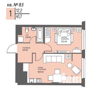 1-к квартира, вторичка, 42м2, 7/25 этаж