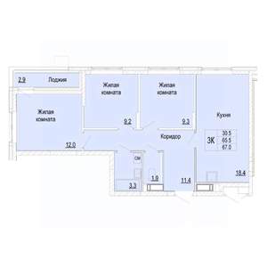 3-к квартира, вторичка, 67м2, 21/25 этаж