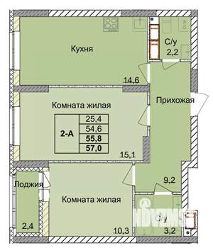 2-к квартира, вторичка, 56м2, 17/18 этаж