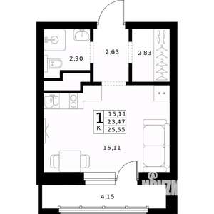 Студия квартира, вторичка, 26м2, 21/24 этаж
