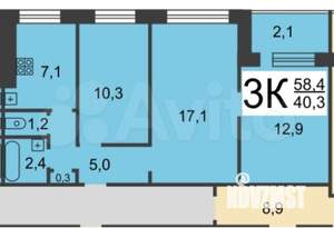 3-к квартира, вторичка, 56м2, 4/9 этаж