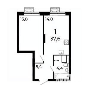 1-к квартира, вторичка, 38м2, 19/19 этаж