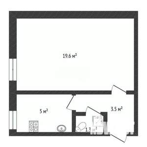 1-к квартира, вторичка, 29м2, 2/3 этаж