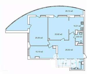 3-к квартира, строящийся дом, 126м2, 24/25 этаж