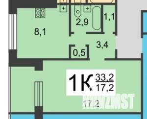 1-к квартира, вторичка, 33м2, 2/9 этаж