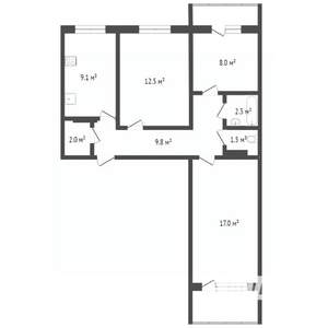 3-к квартира, вторичка, 61м2, 1/10 этаж