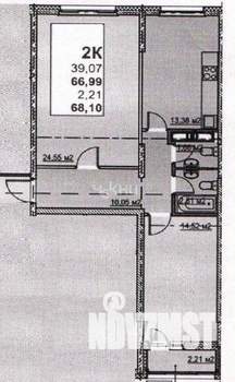 2-к квартира, вторичка, 68м2, 3/13 этаж