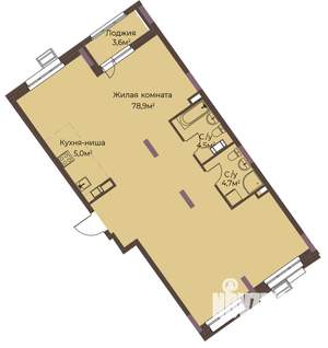 1-к квартира, вторичка, 95м2, 10/12 этаж