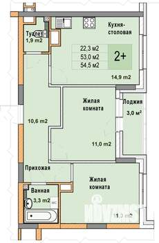 2-к квартира, вторичка, 55м2, 10/25 этаж