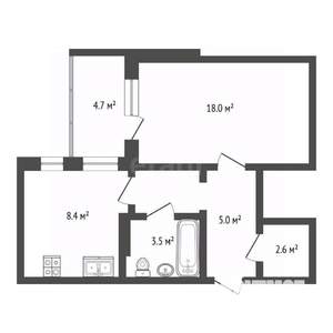 1-к квартира, вторичка, 43м2, 4/10 этаж