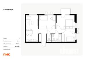 3-к квартира, вторичка, 69м2, 15/15 этаж