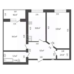 2-к квартира, вторичка, 59м2, 4/9 этаж