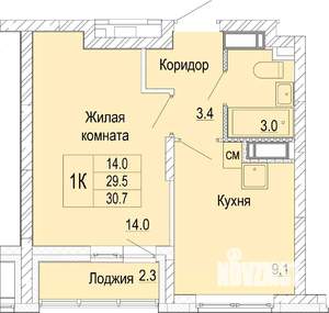 1-к квартира, вторичка, 31м2, 22/25 этаж