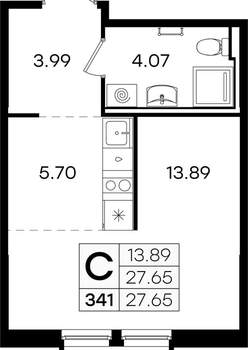 Студия квартира, вторичка, 28м2, 5/9 этаж