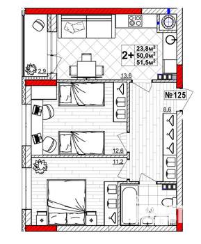 2-к квартира, вторичка, 52м2, 3/4 этаж