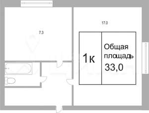 1-к квартира, вторичка, 33м2, 1/5 этаж