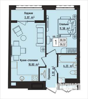 1-к квартира, вторичка, 39м2, 15/15 этаж