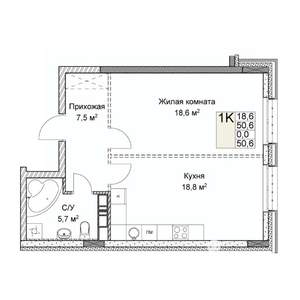 Студия квартира, вторичка, 51м2, 3/9 этаж