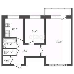 2-к квартира, вторичка, 42м2, 3/5 этаж