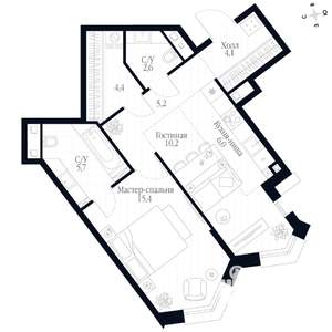 2-к квартира, вторичка, 54м2, 13/20 этаж